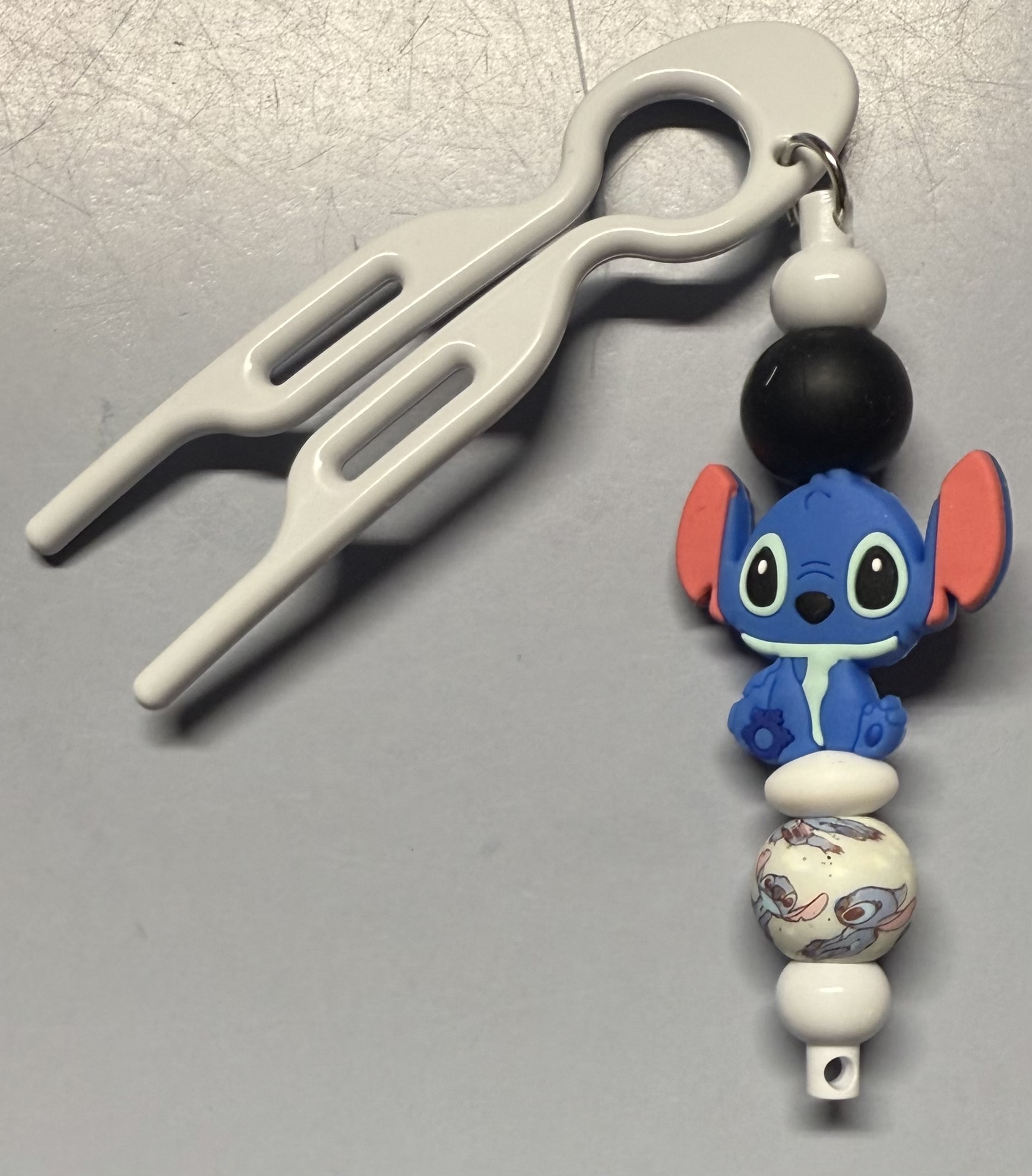 Blue Cartoon Character Hair Charm with Bead Decor