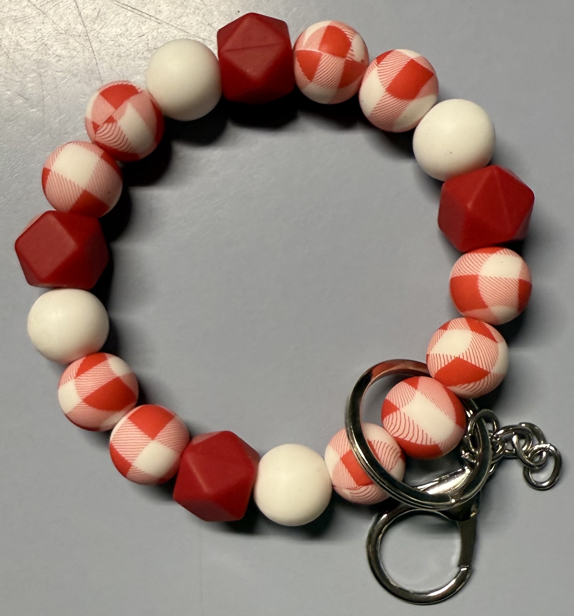 Red and White Plaid Wristlet