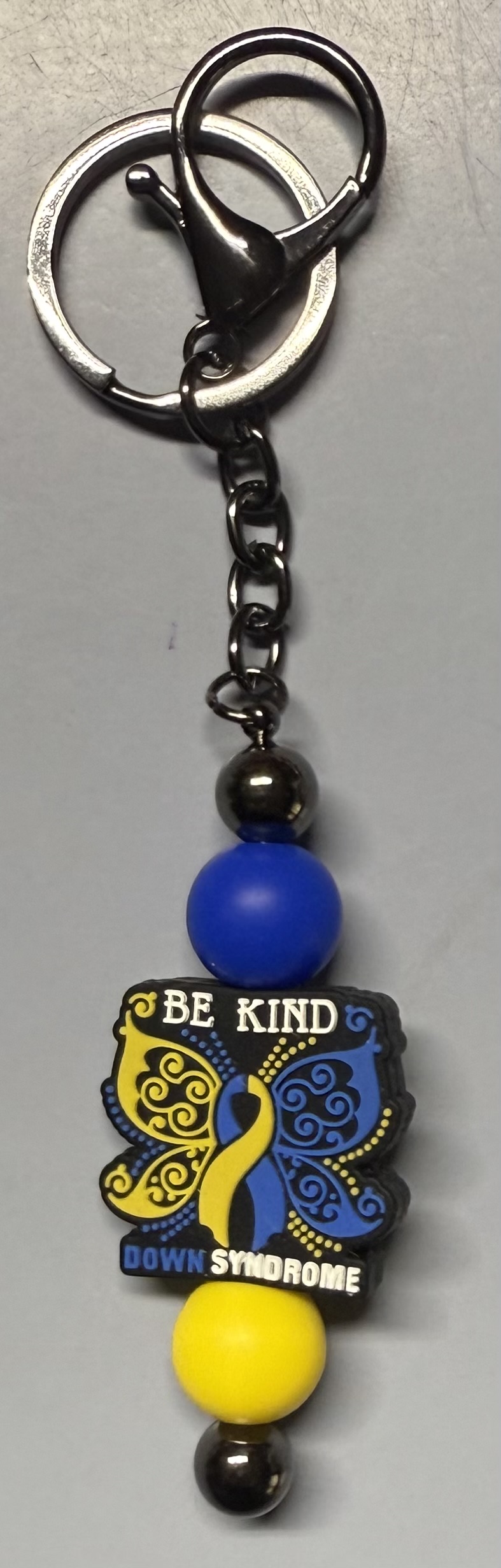 Down Syndrome Be Kind Butterfly Bar Keychain