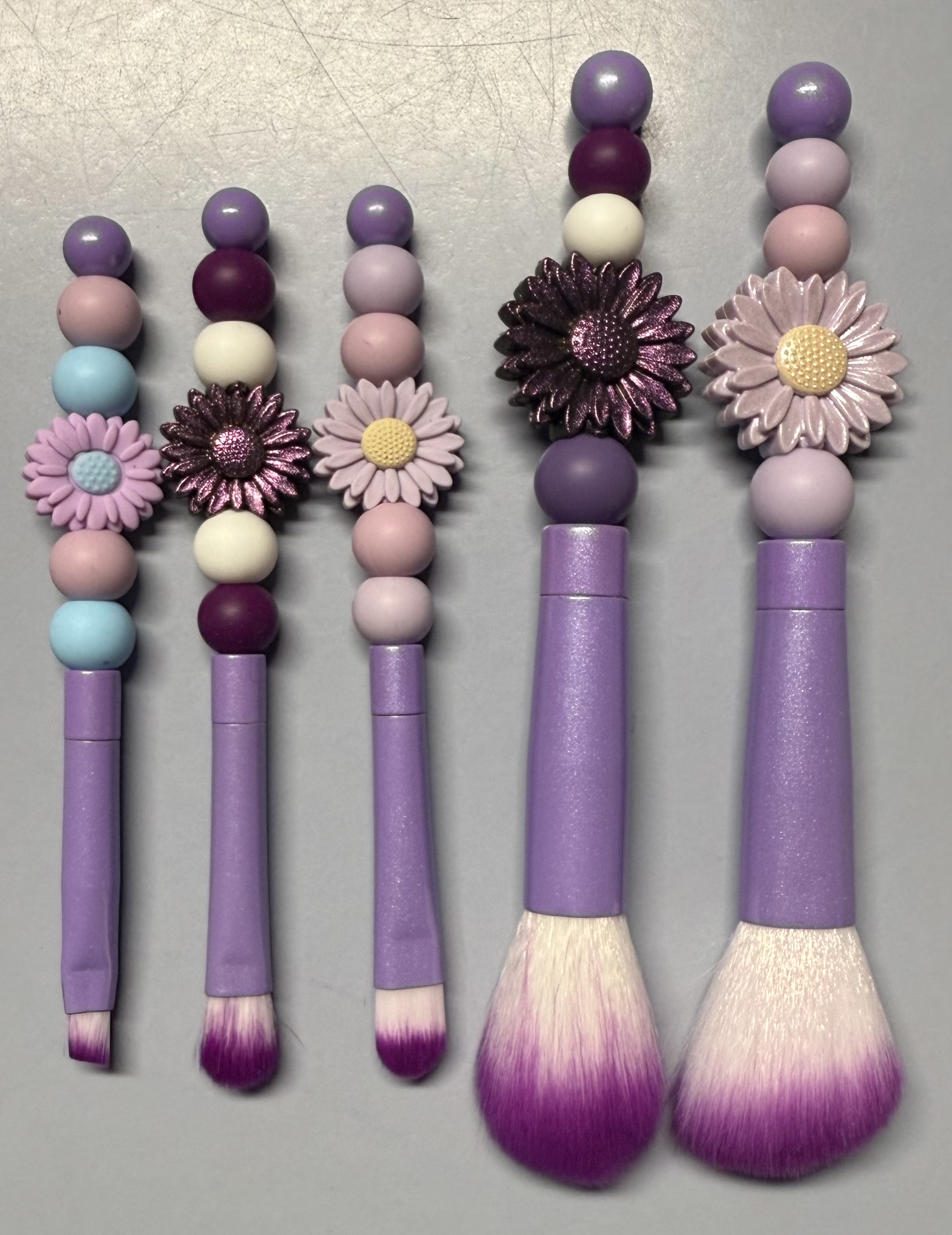 Purple Floral Makeup Brush Set