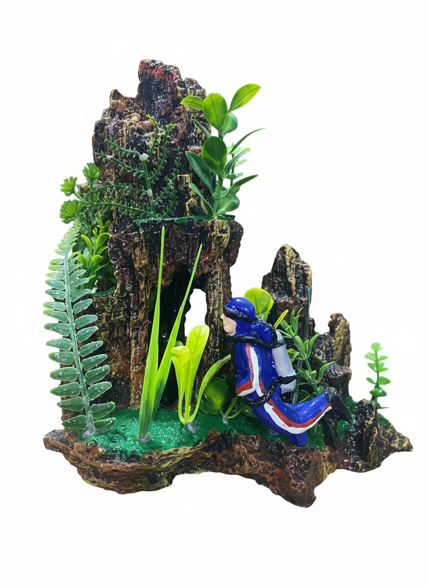 Arrecife grande con buzo 