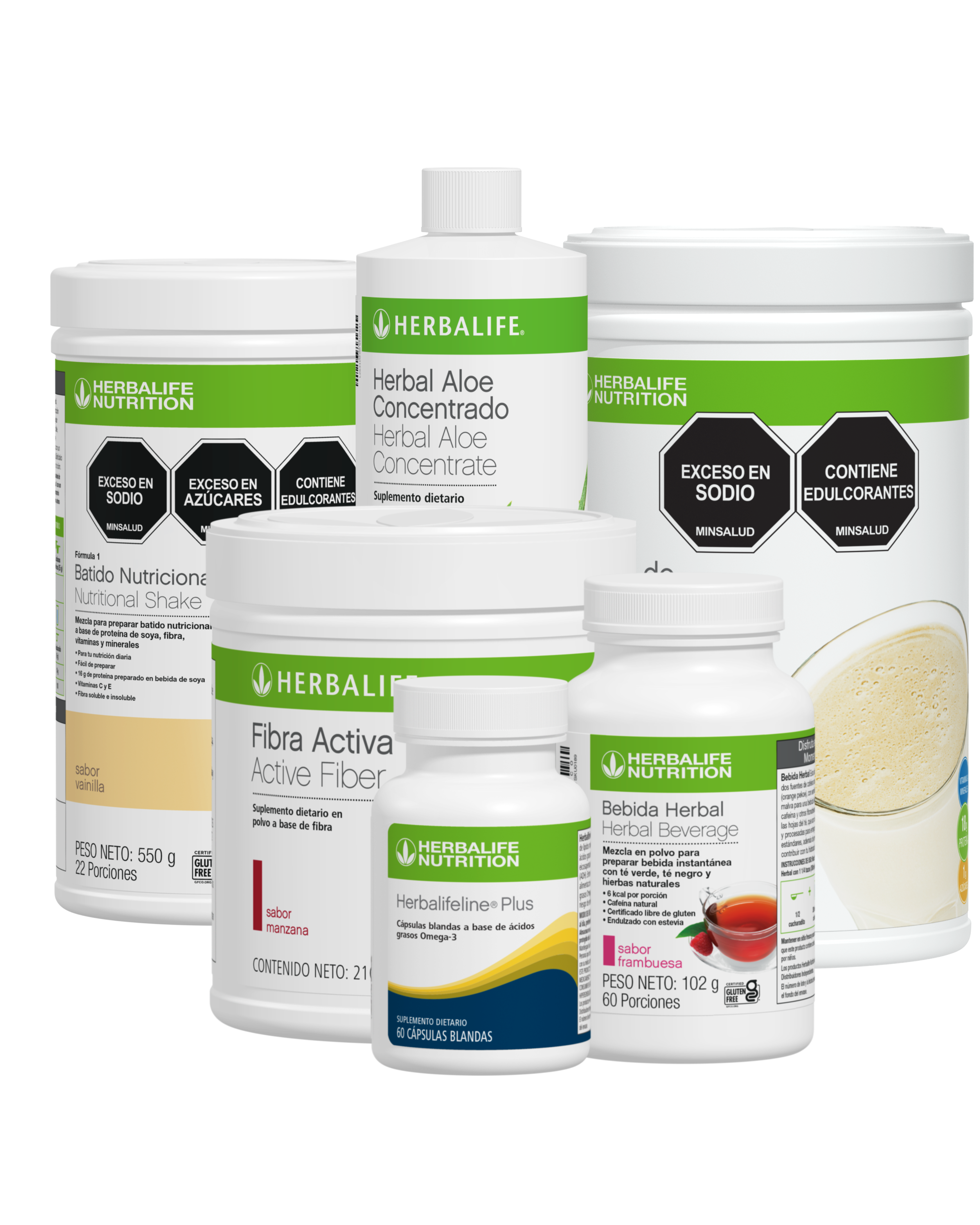 Kit de Nutrición y Bienestar Herbalife - Batido, Proteina, Te, Aloe, Fibra y Herbalife Line