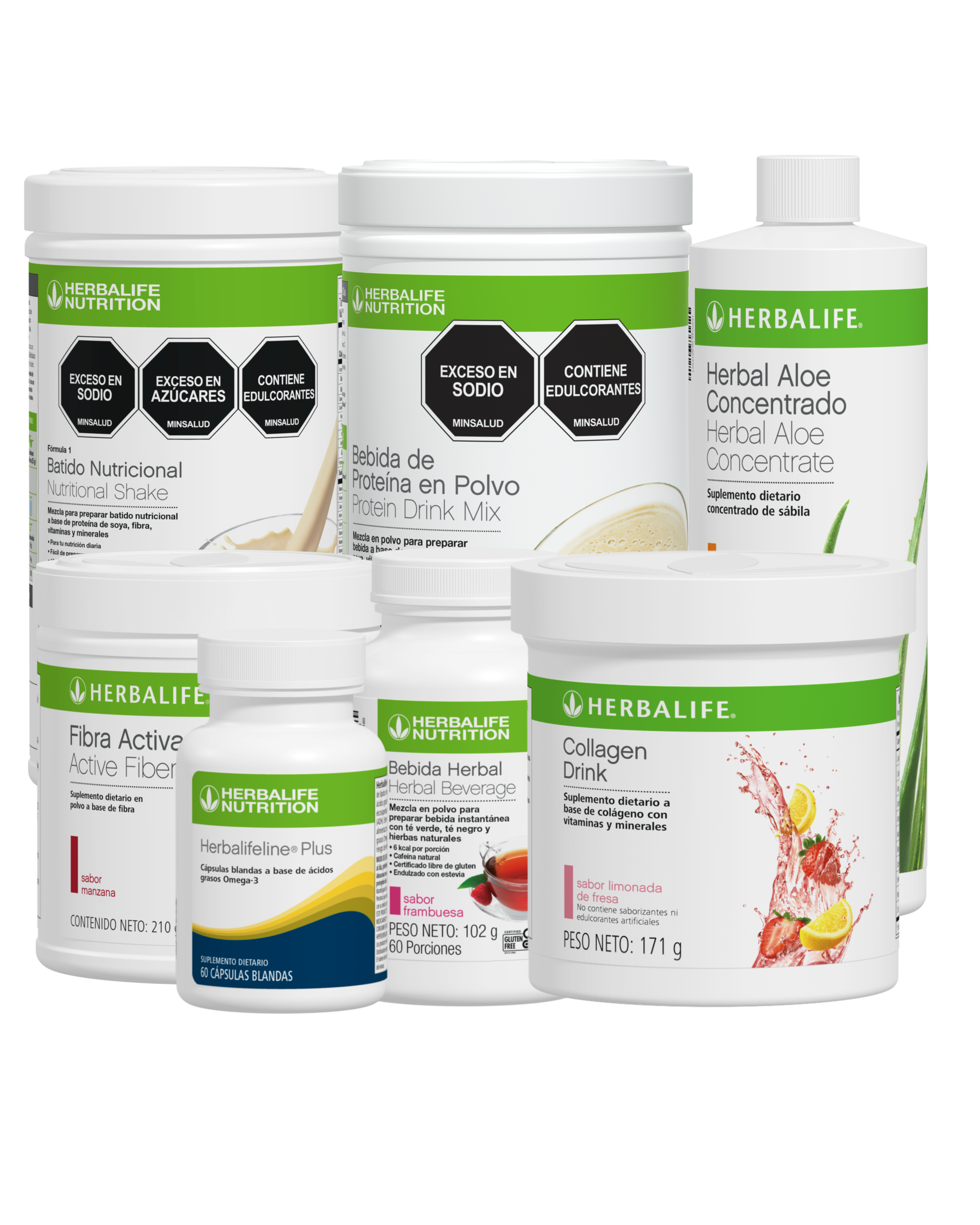 Kit de bienestar Herbalife - Batido, Proteina, Te, Aloe, Fibra, Colágeno y Herbalifeline