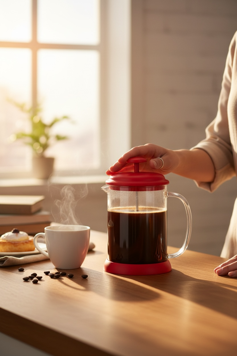  Prensa Francesa RED 600 mlts con filtro de acero inoxidable con aro de silicon