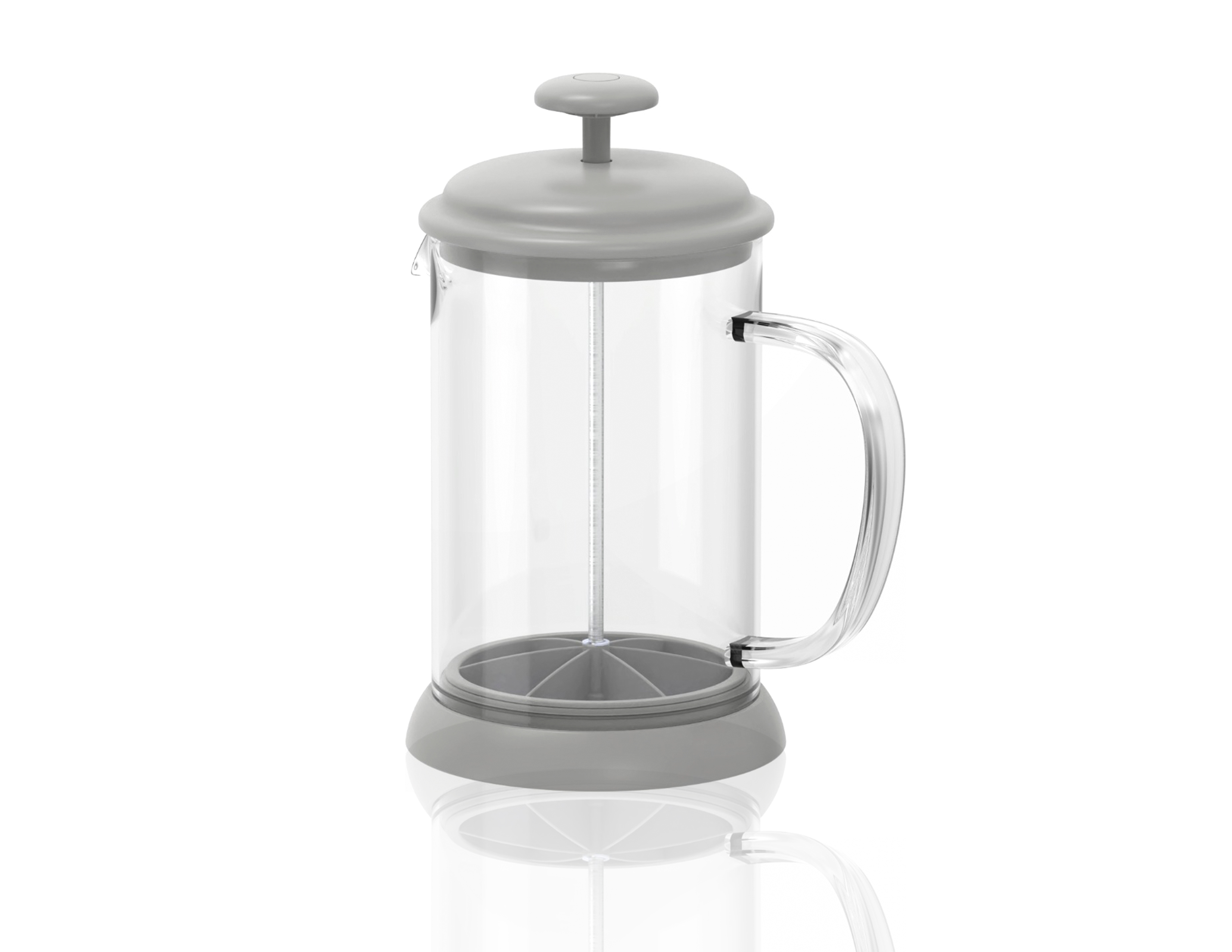  Prensa Francesa Gray 600 mlts con acero inoxidable y aro de silicon