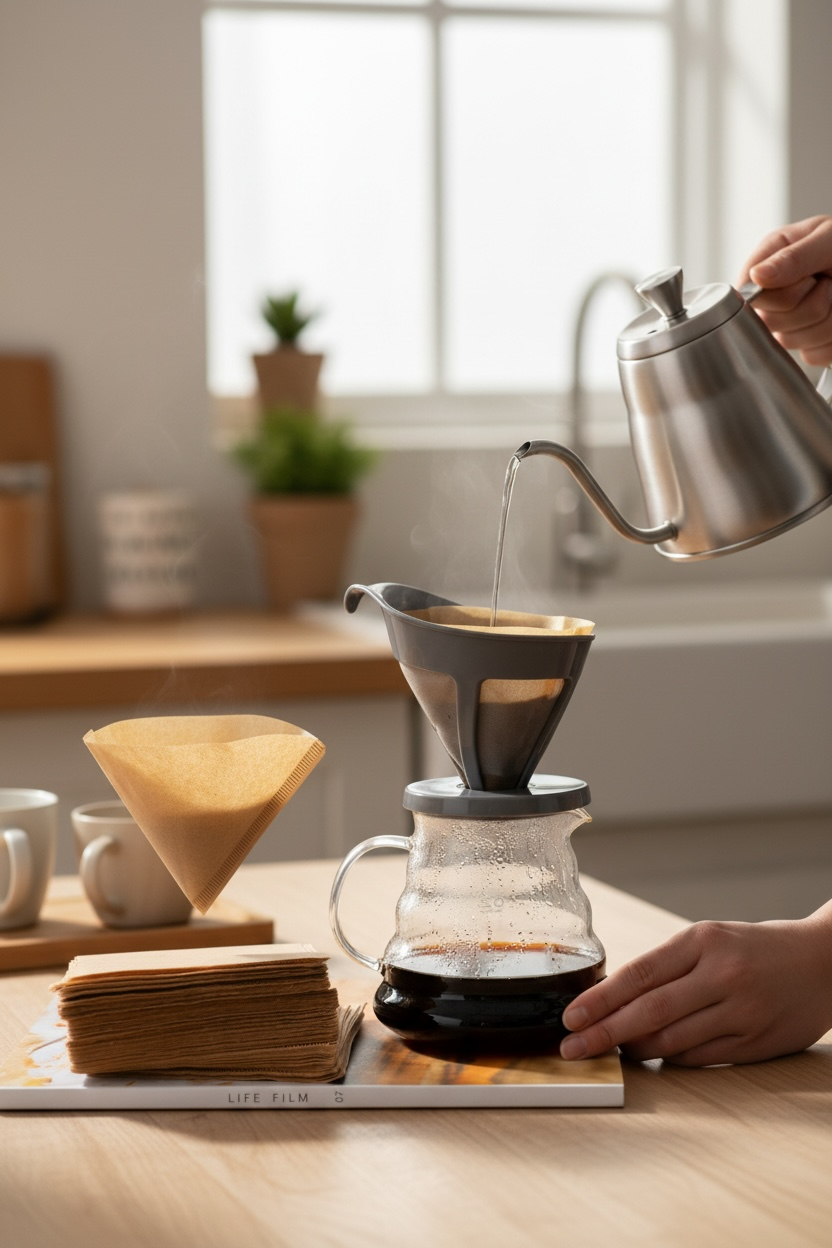Cafetera V60 con Taza de Vidrio Borosilicato BRANG