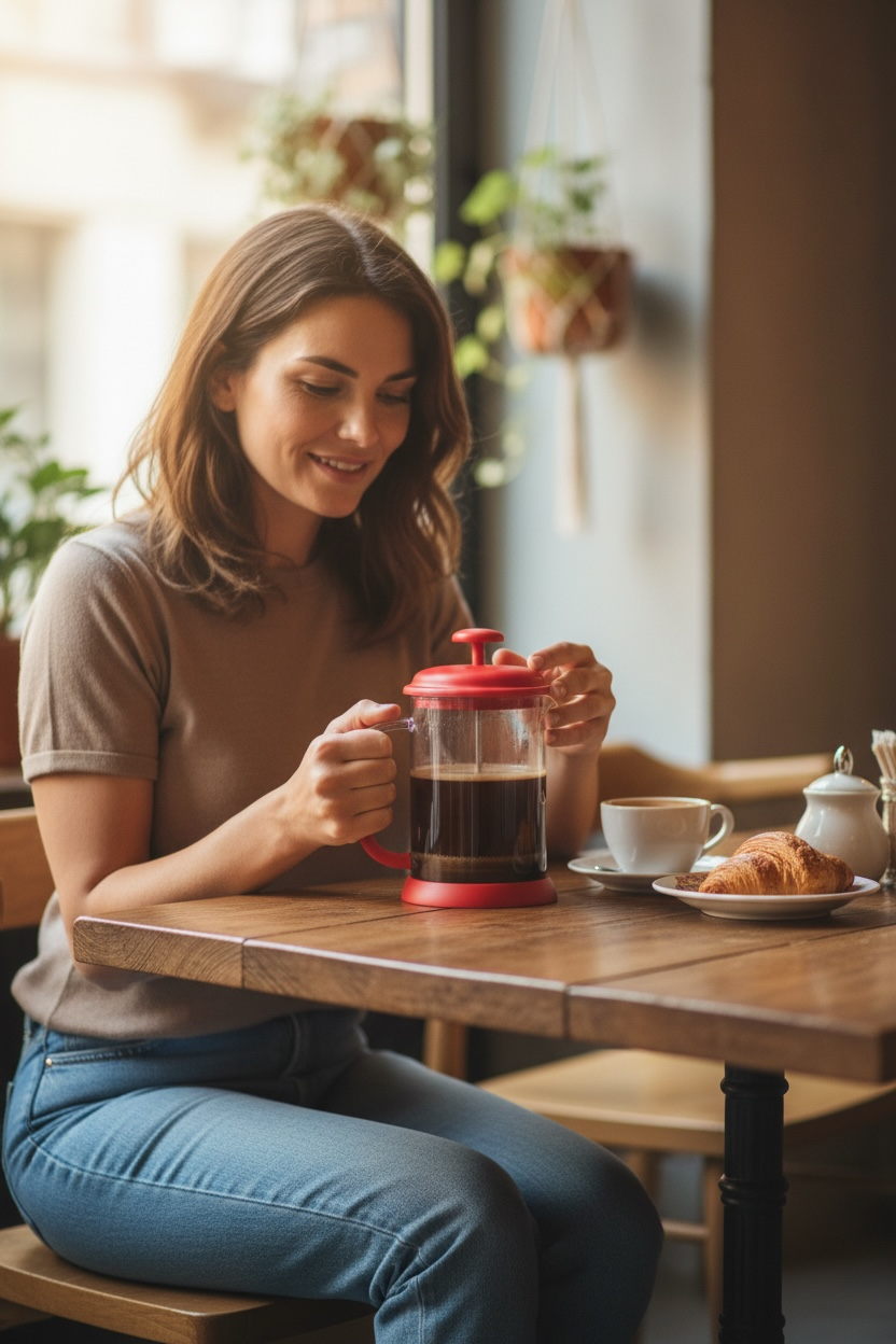  Prensa Francesa RED 600 mlts con filtro de acero inoxidable con aro de silicon