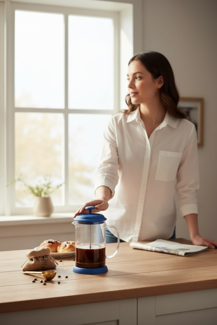  Prensa Francesa BLUE 800 mlts con filtro de silicon 