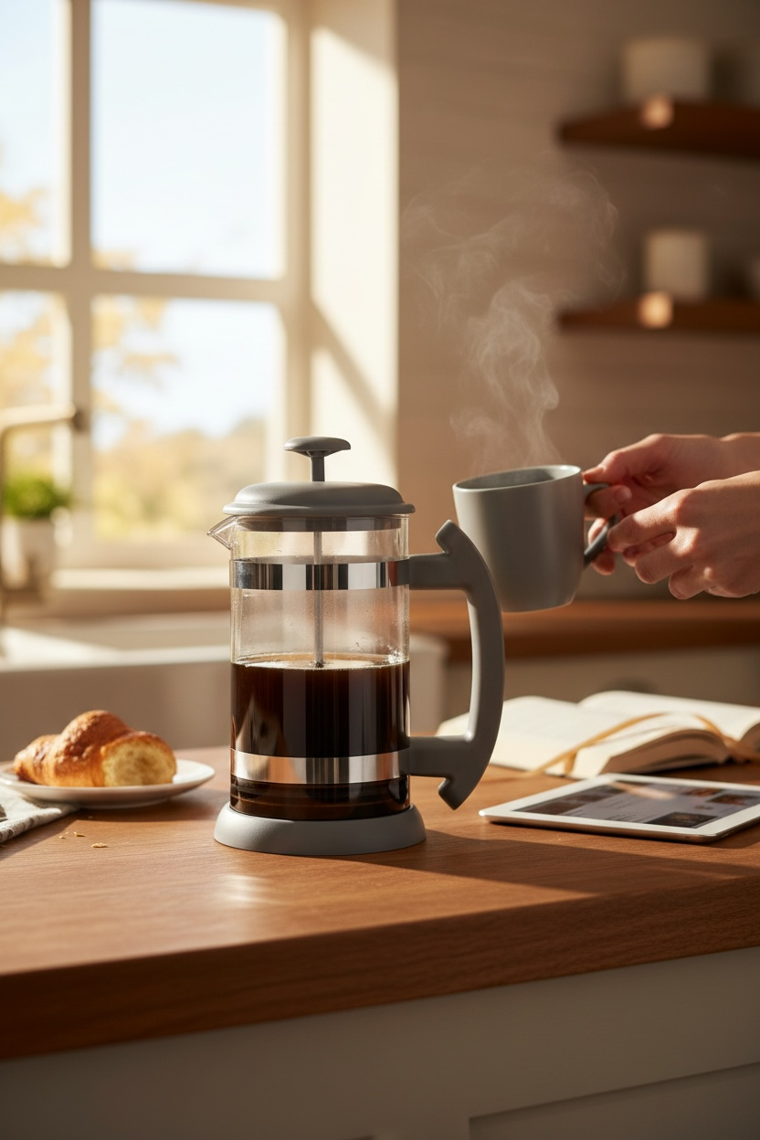 Prensa Francesa Gray 1 litro con filtro de silicon