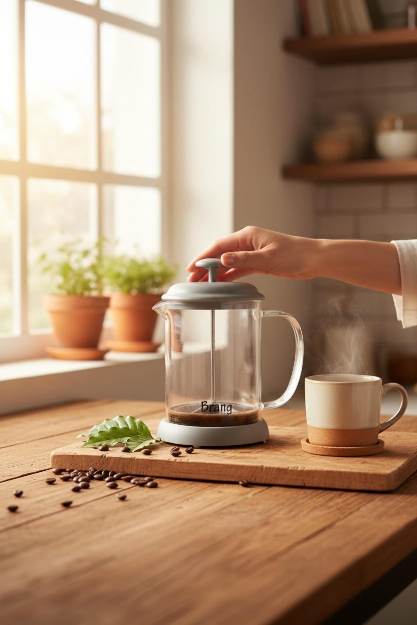  Prensa Francesa Gray 600 mlts con acero inoxidable y aro de silicon