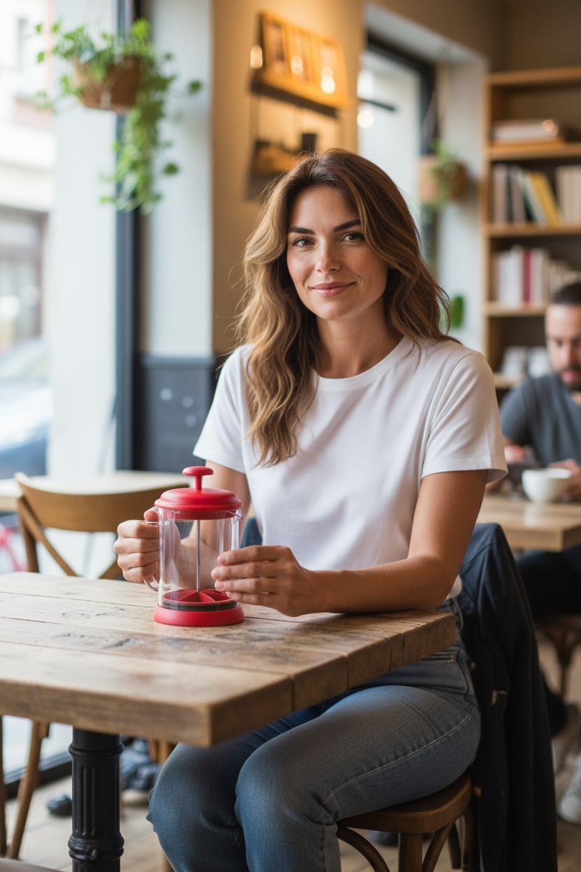  Prensa Francesa RED 600 mlts con filtro de acero inoxidable con aro de silicon