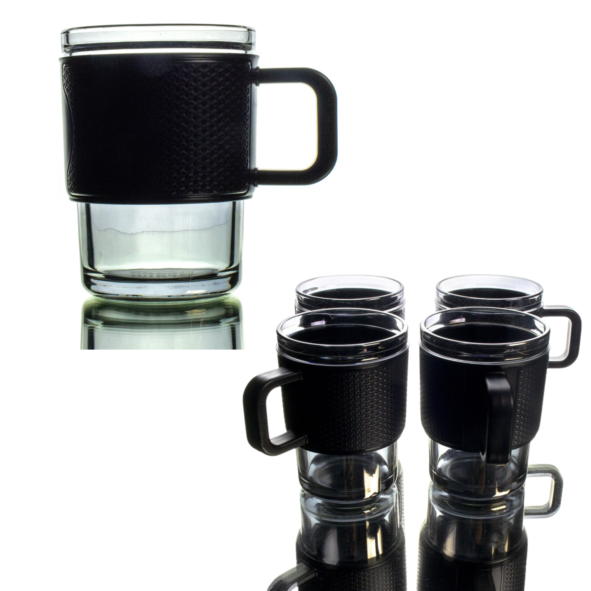 Juego de 4 Tazas de Vidrio de 420 ml 