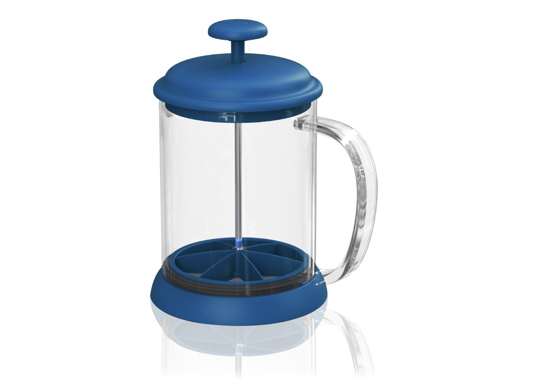 Prensa Francesa BLUE 600 mlts con filtro acero inoxidable con aro de silicon