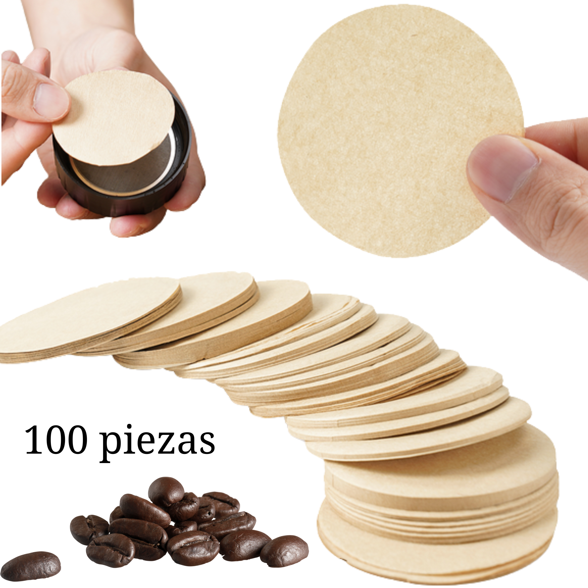 Paquete de 100 Filtros de Papel Libres de Cloro para Air press BRANG