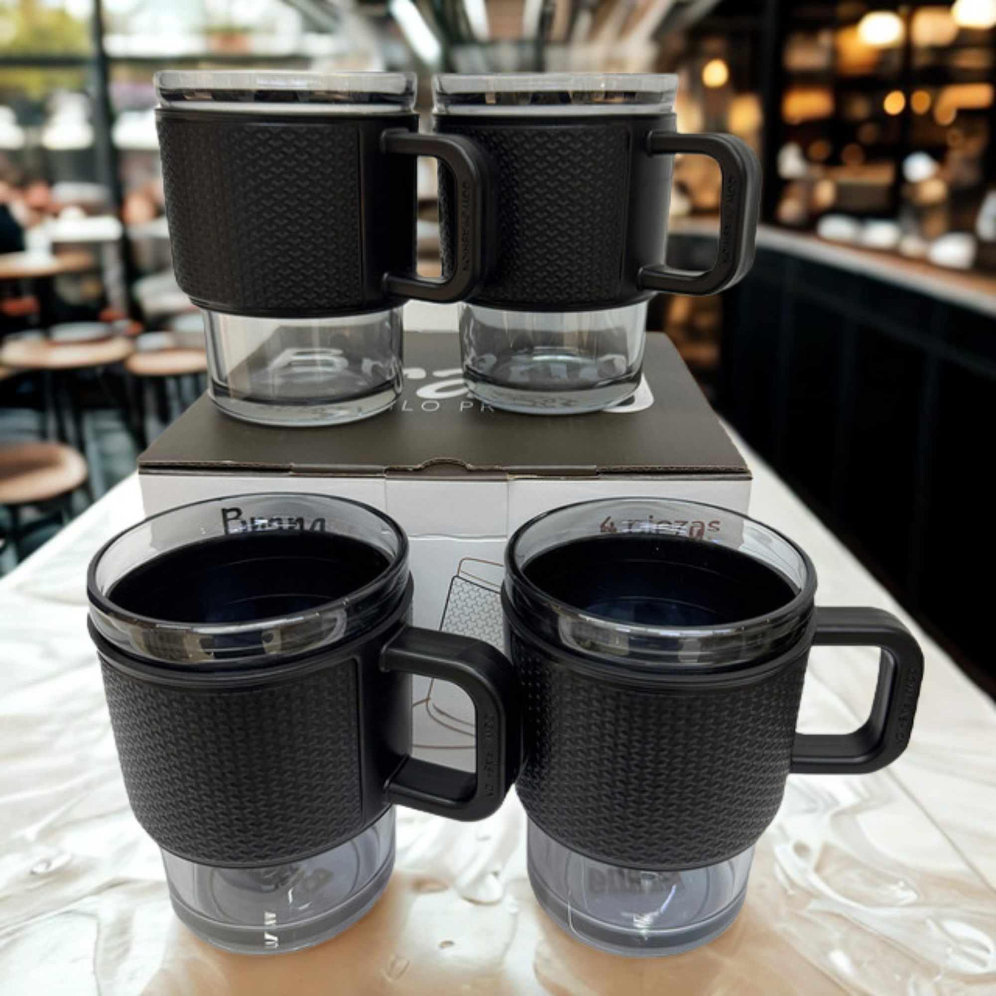 Juego de 4 Tazas de Vidrio de 420 ml 