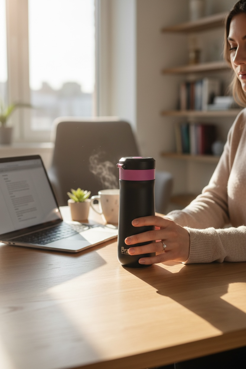 Termo de Doble Pared de Acero Inoxidable y seguro para tapa BRANG