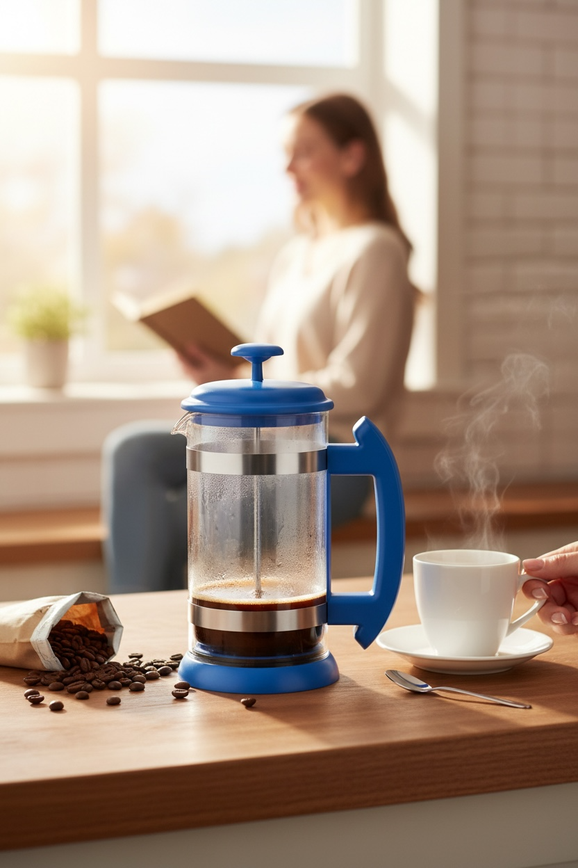 Prensa Francesa BLUE 1 litro con filtro de silicon