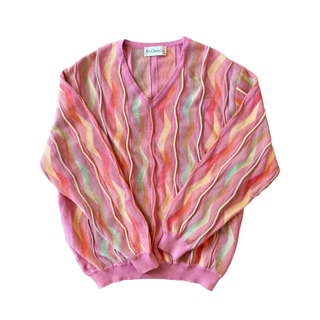 St. Croix Pink V Neck Pullover