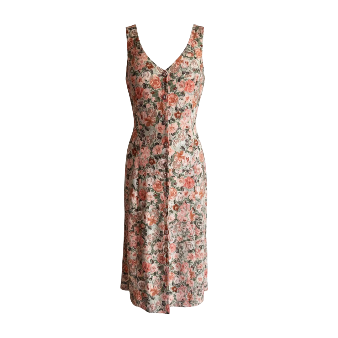S. Roberts Floral Button-Down Sleeveless Dress