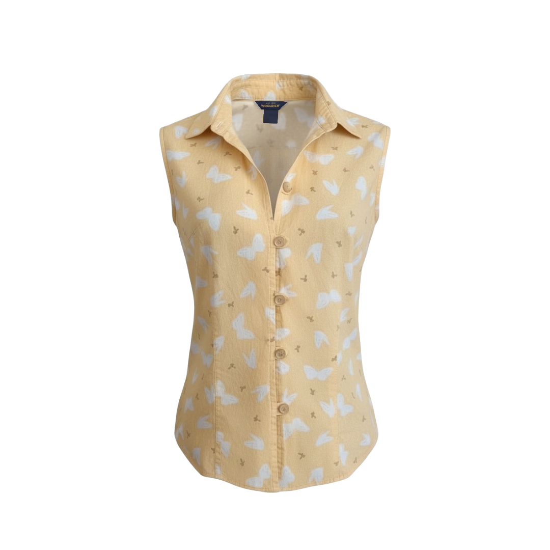 Woolrich Sleeveless Collared Butterfly Print Top