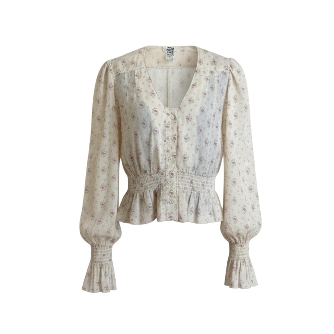 Sweet Baby Jane Floral Cottagecore Blouse