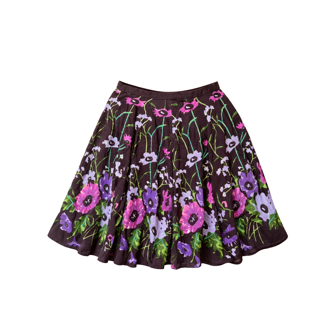 Brown Sequin Embroidered Skirt