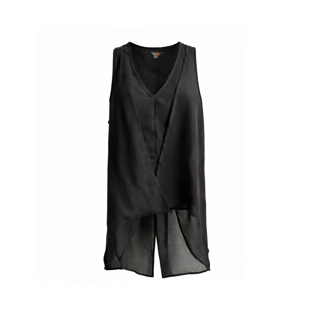 Guess Chiffon Overlay High Low Blouse