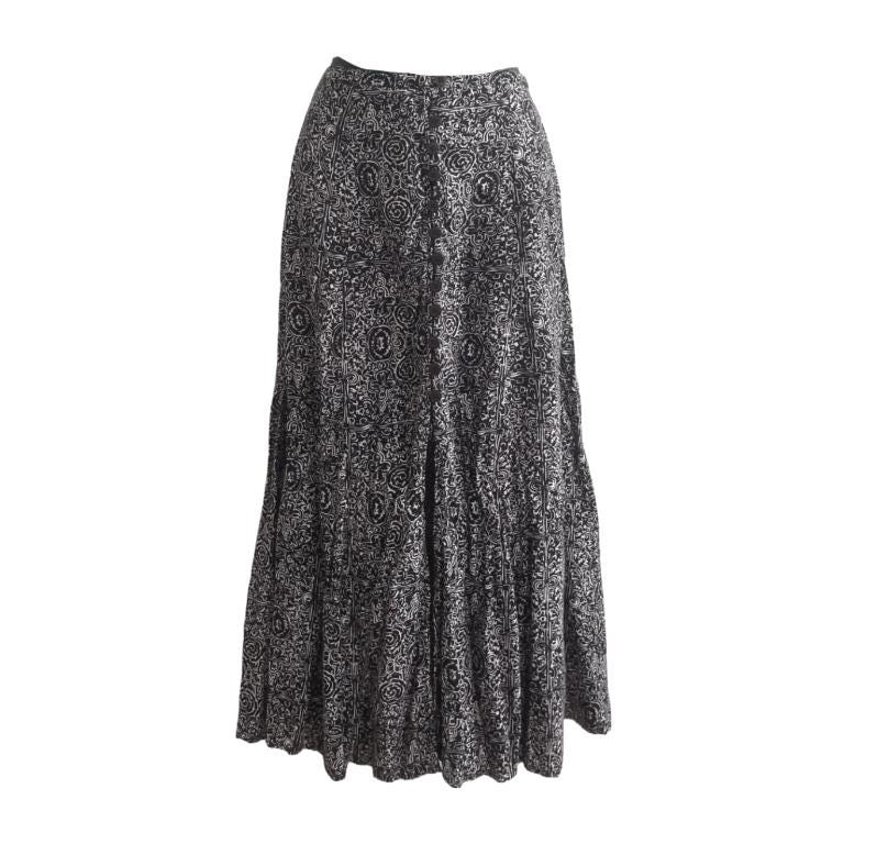  Paisley Baroque Print Button-Front Midi Skirt