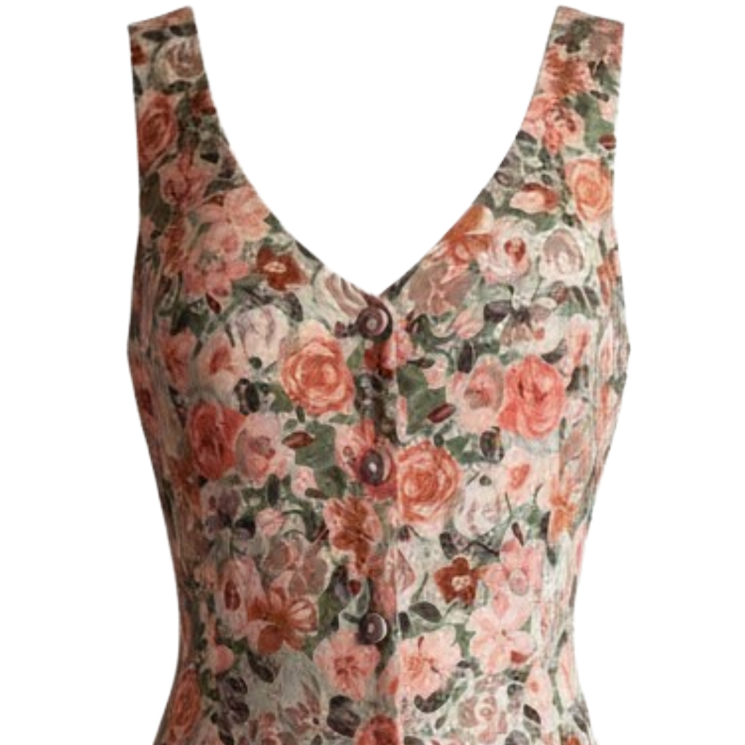 S. Roberts Floral Button-Down Sleeveless Dress