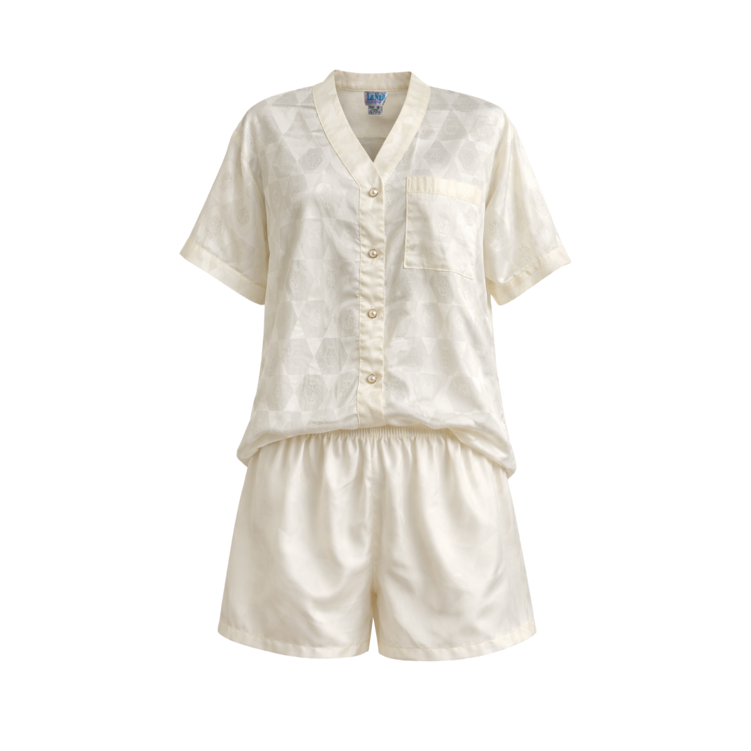  Ivory Satin Pajama Set