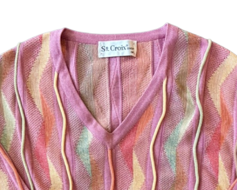 St. Croix Pink V Neck Pullover