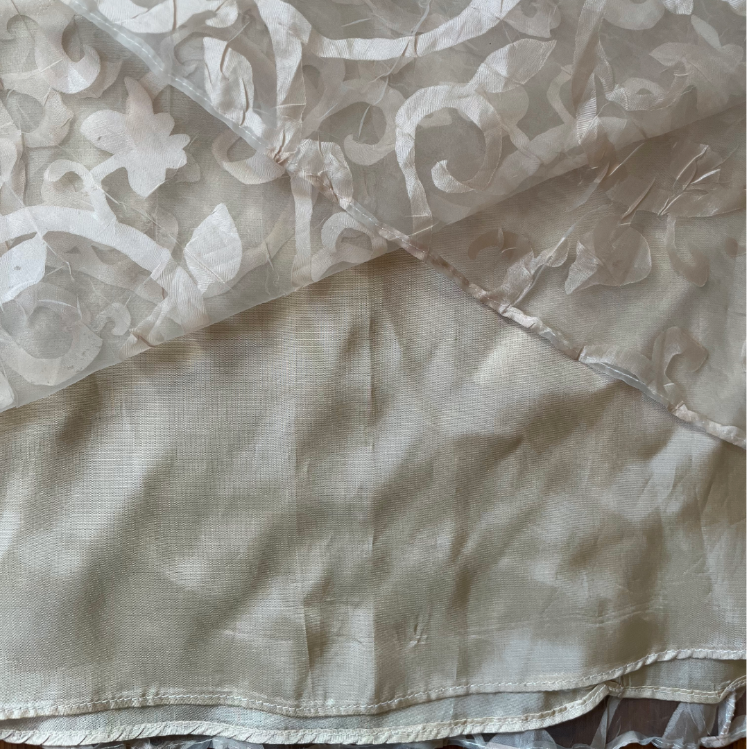 Jeffrey & Dara Cream Sheer Floral Scroll Maxi Skirt