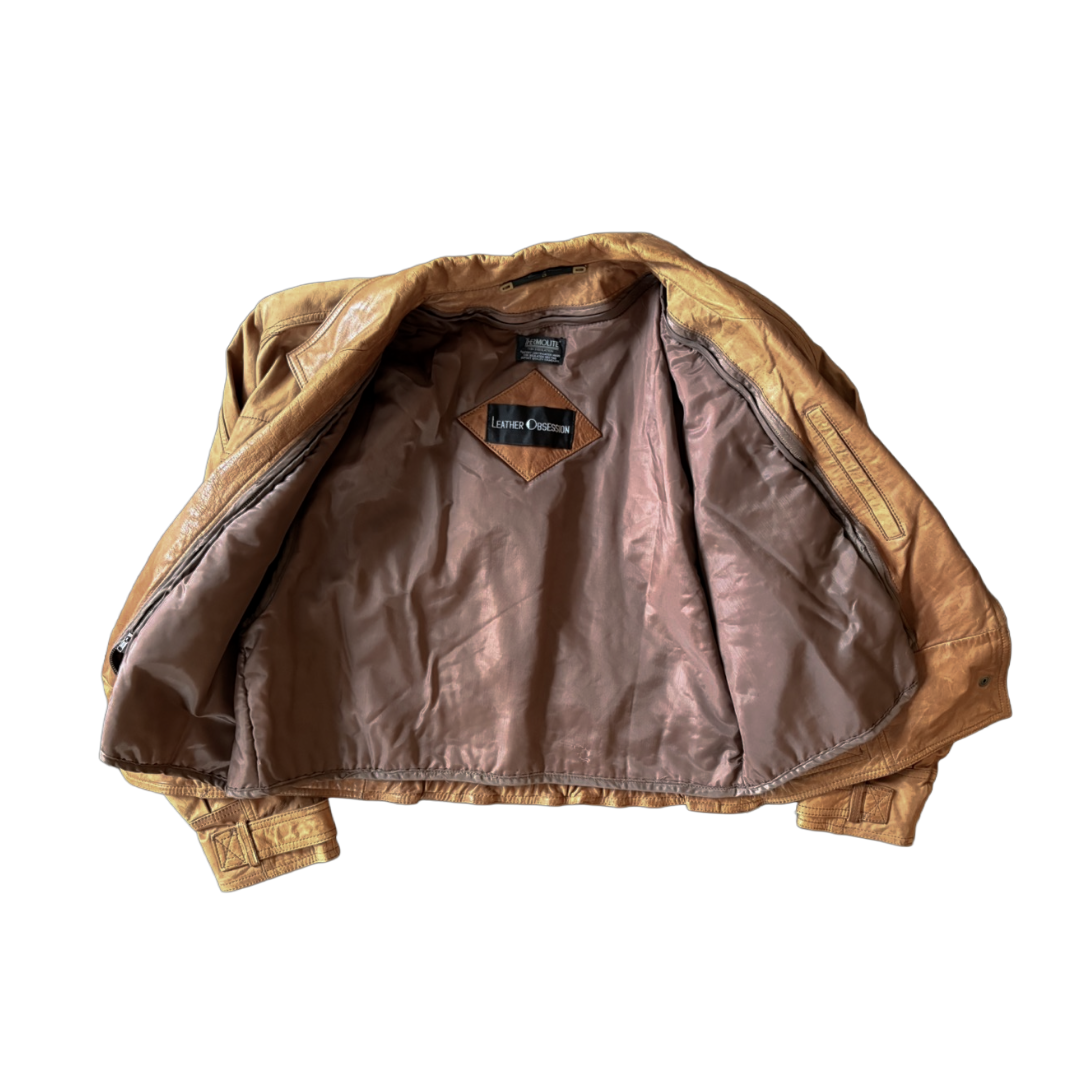 Tan Leather Crop Jacket