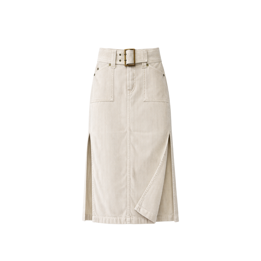 No Boundaries Corduroy Midi Skirt