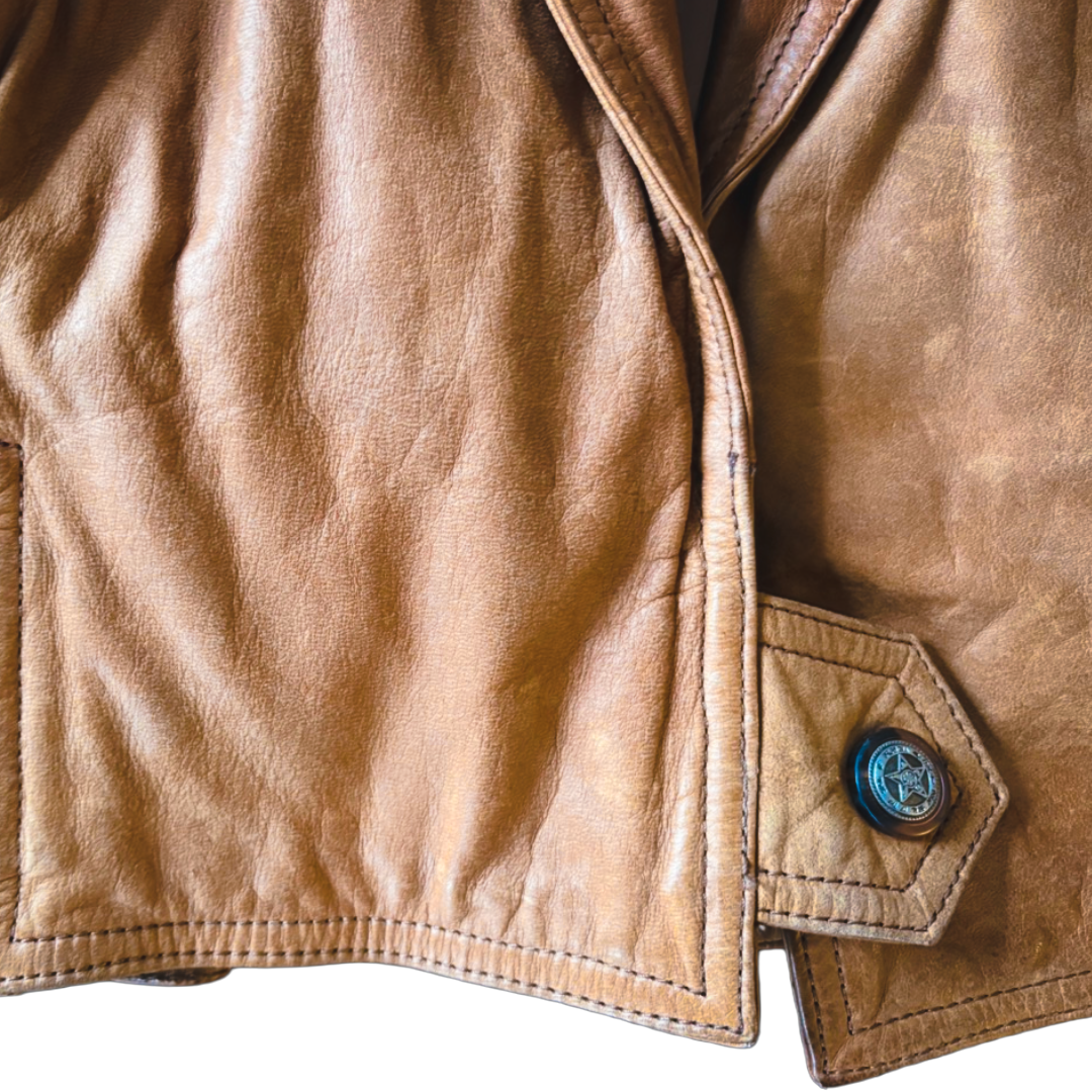 Tan Leather Crop Jacket