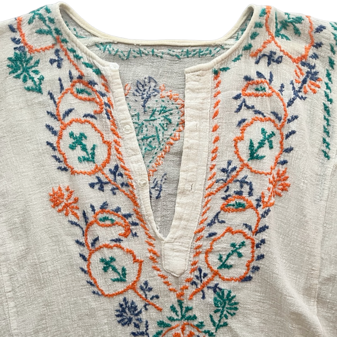 Geeta Embroidered Cotton Gauze Tunic Boho Top