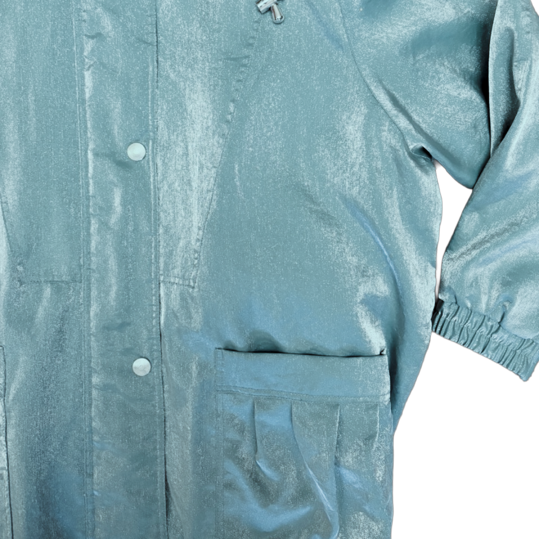 Metallic Teal Windbreaker Hooded Jacket