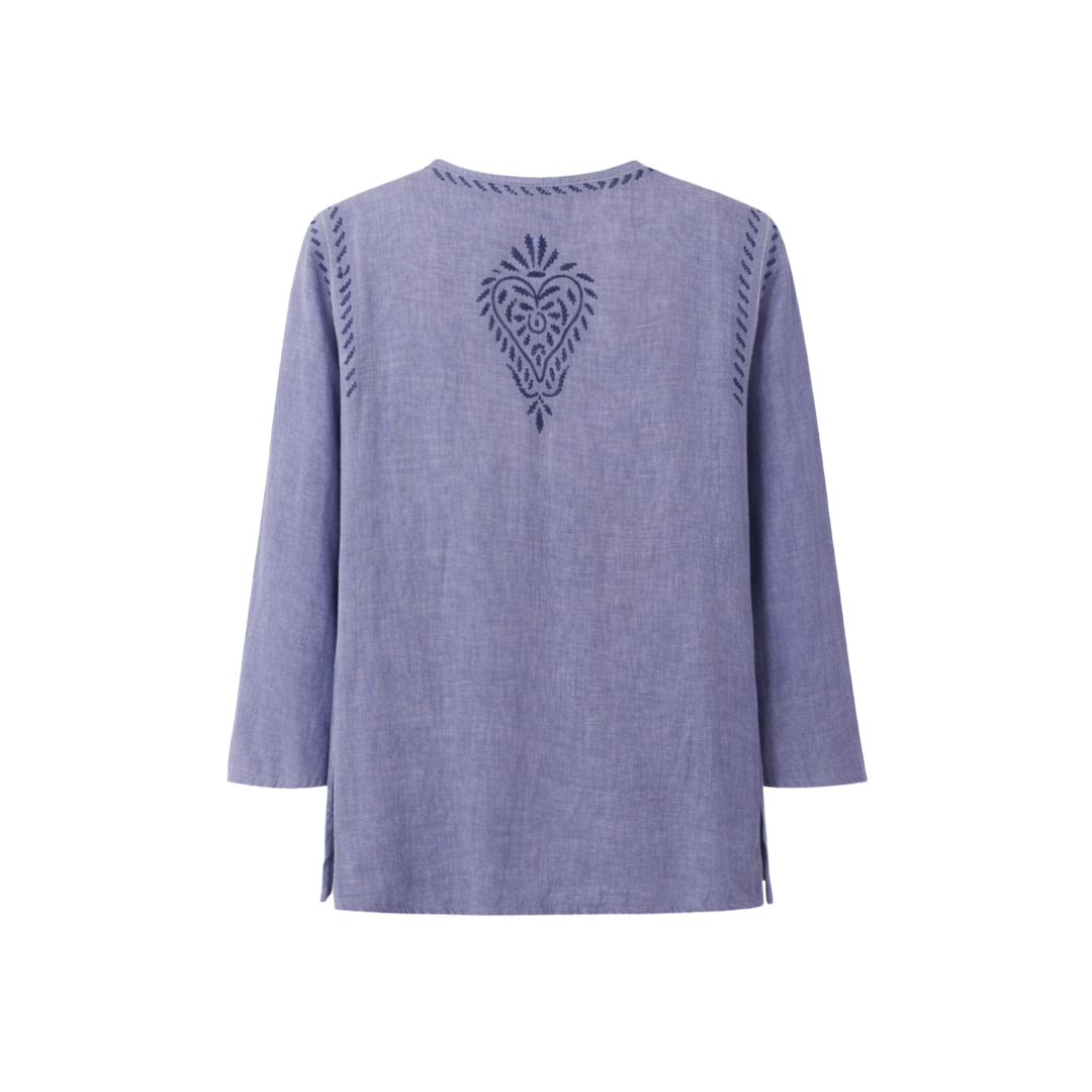 Geeta Embroidered Cotton Gauze Tunic Top