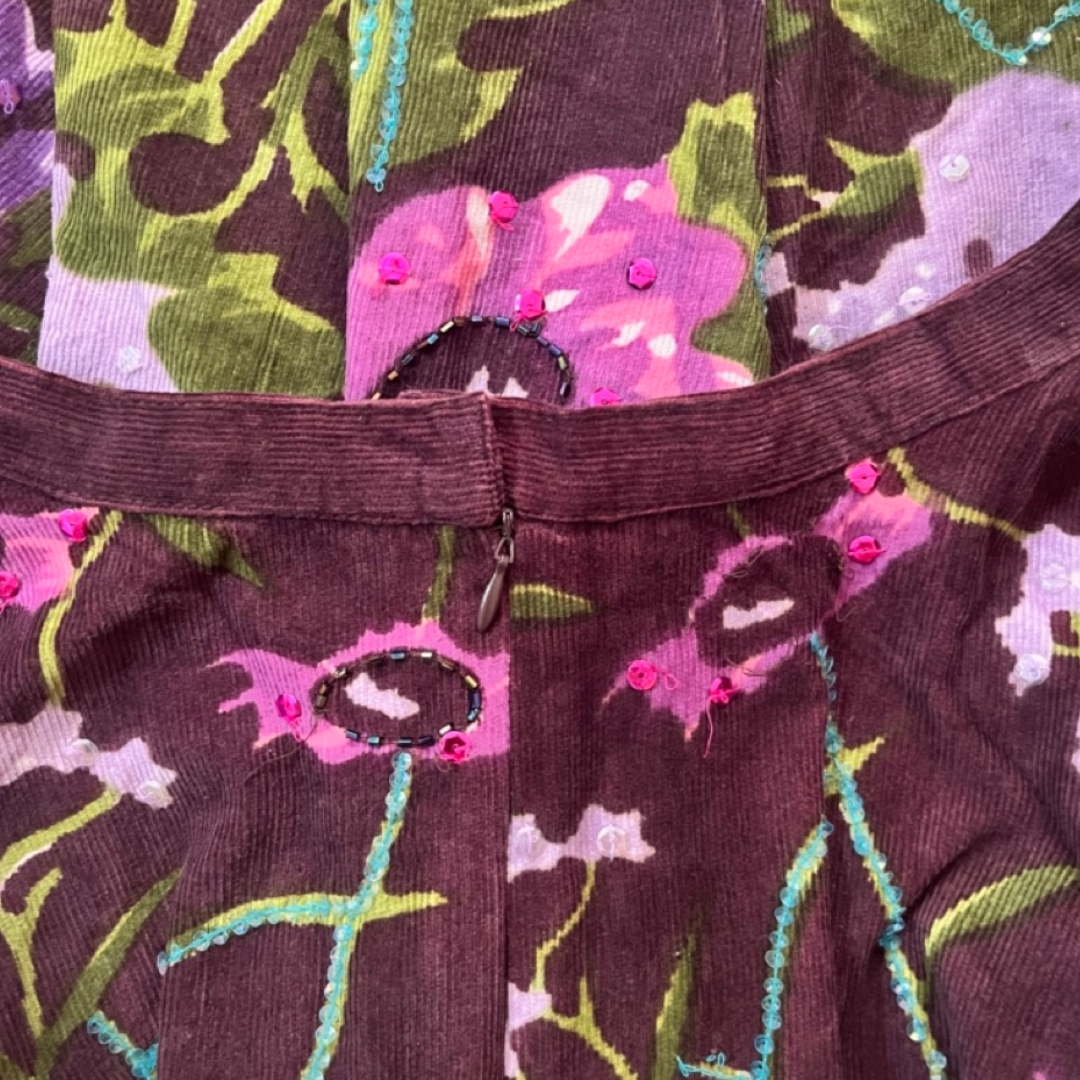 Brown Sequin Embroidered Skirt