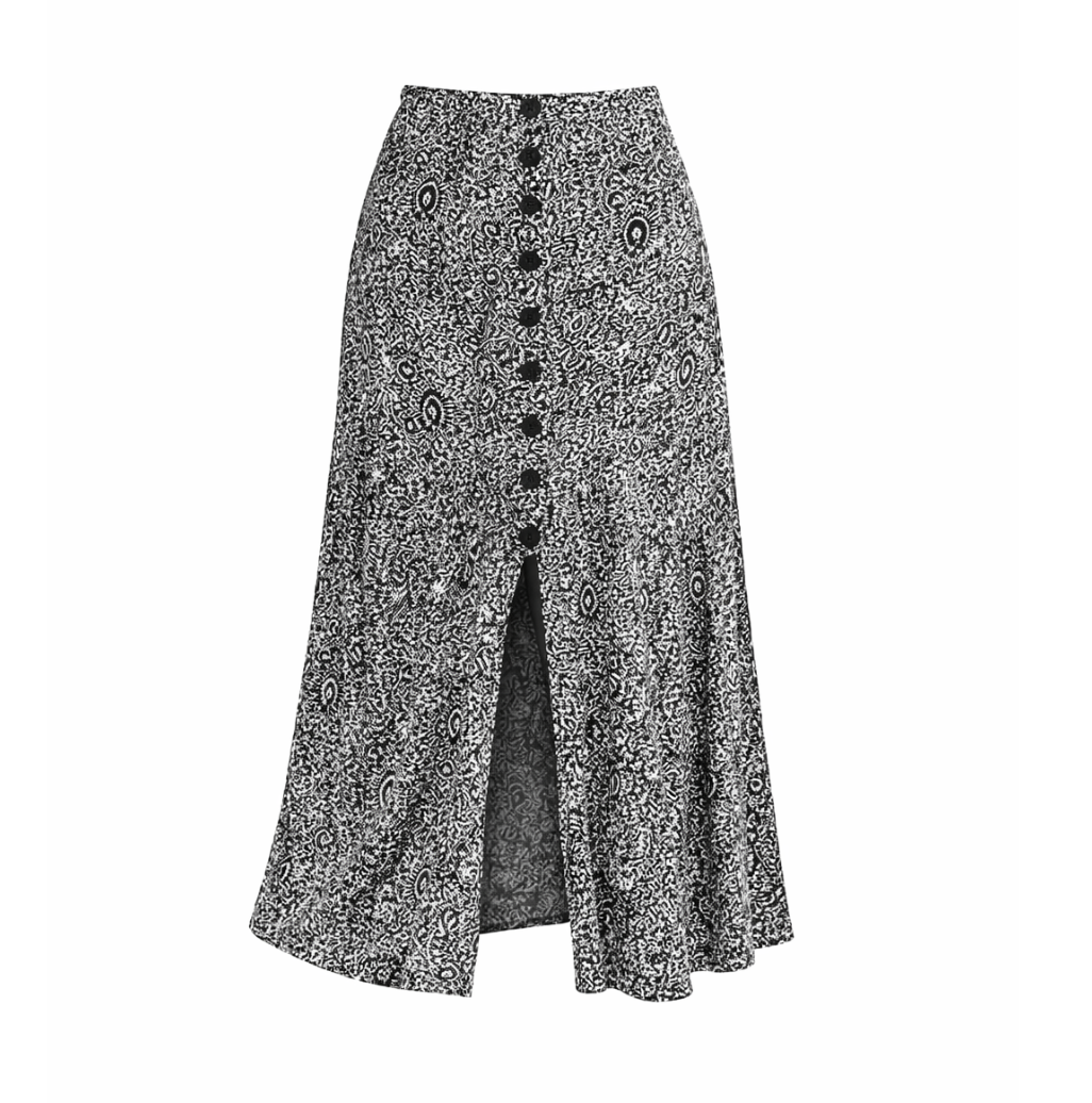 Paisley Baroque Print Button-Front Midi Skirt
