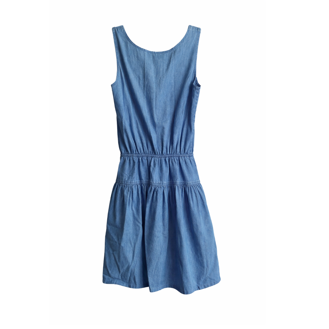 Sleeveless Denim Tiered Mini-Dress