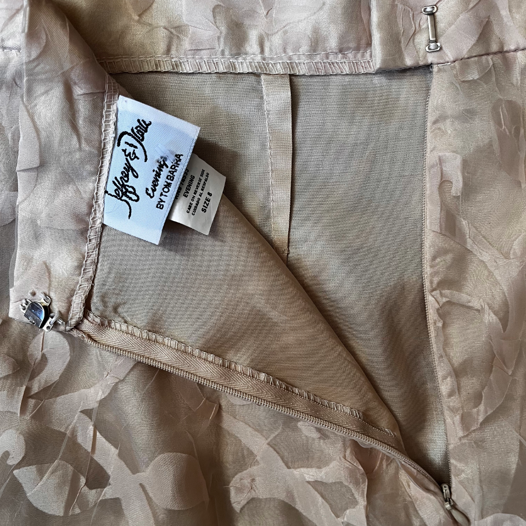 Jeffrey & Dara Cream Sheer Floral Scroll Maxi Skirt