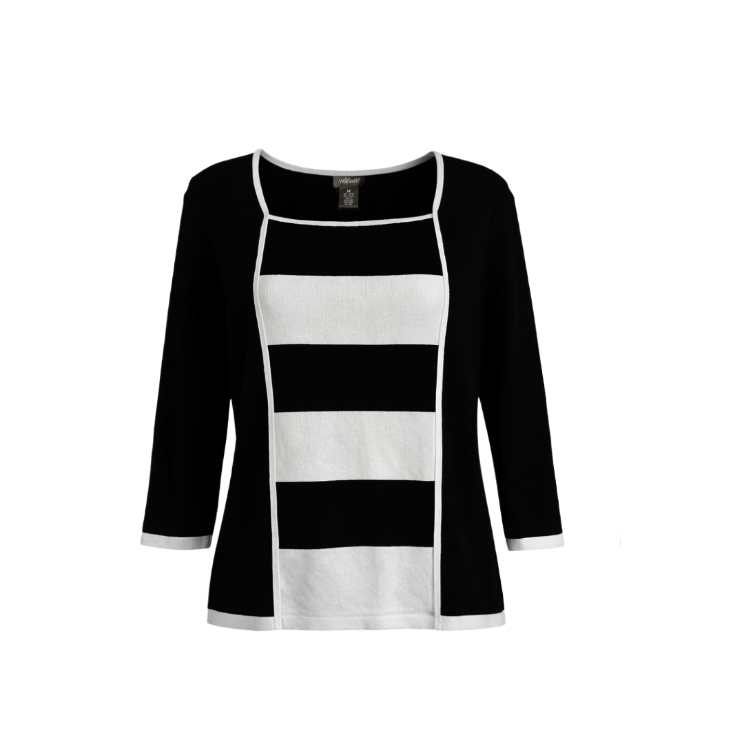 Willi Smith Color block 3/4 Sleeve Blouse