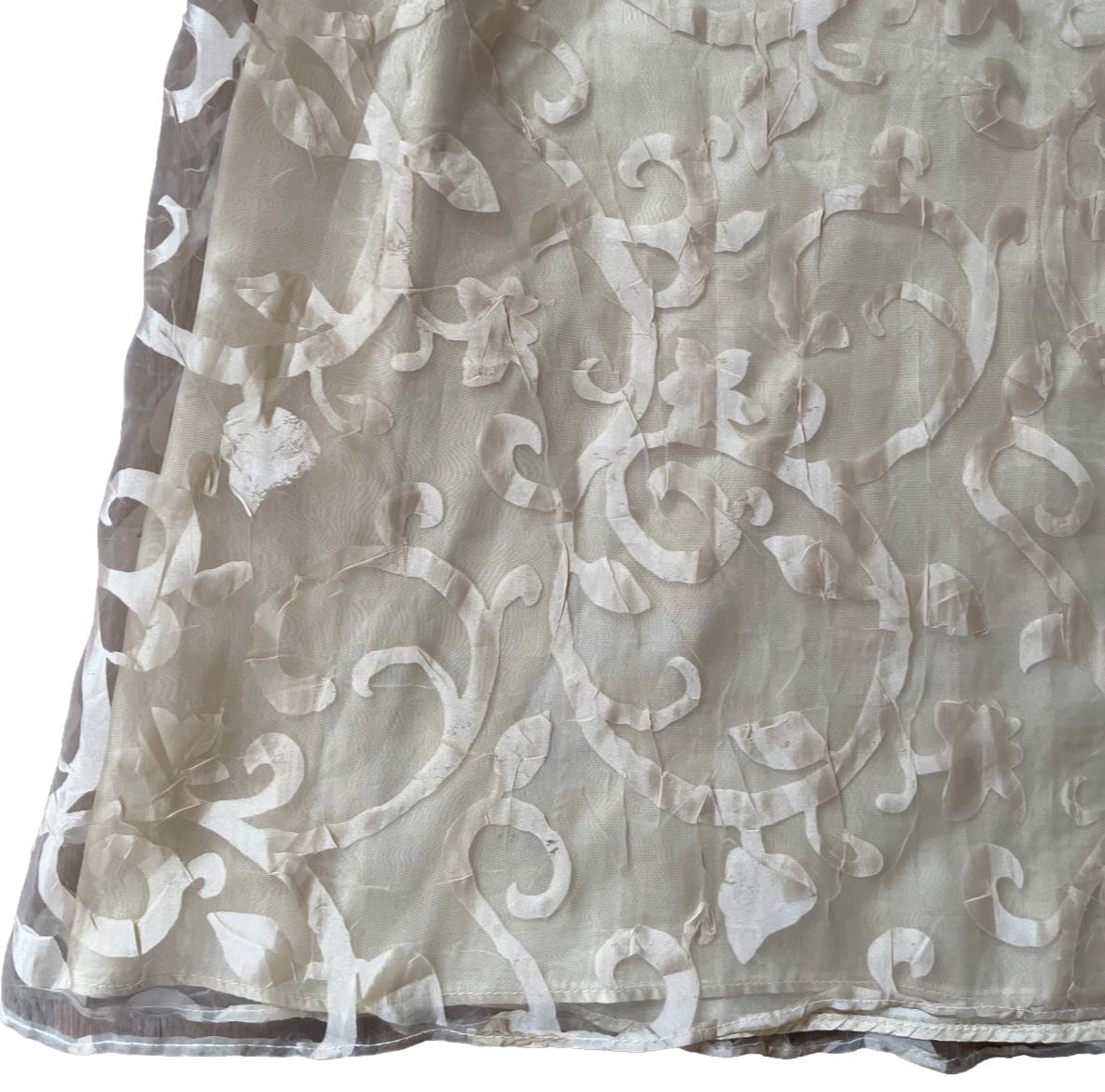 Jeffrey & Dara Cream Sheer Floral Scroll Maxi Skirt
