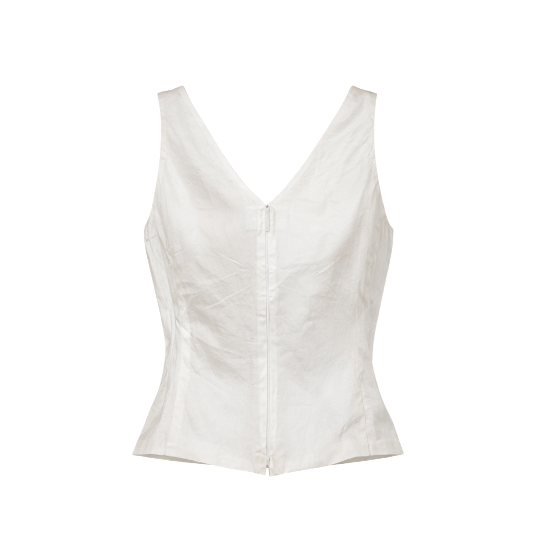 Ann Taylor Cream V-Neck Sleeveless Blouse