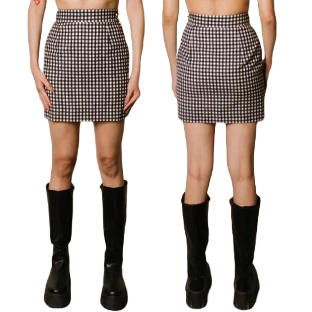 Moschino Gingham Wool Mini Skirt