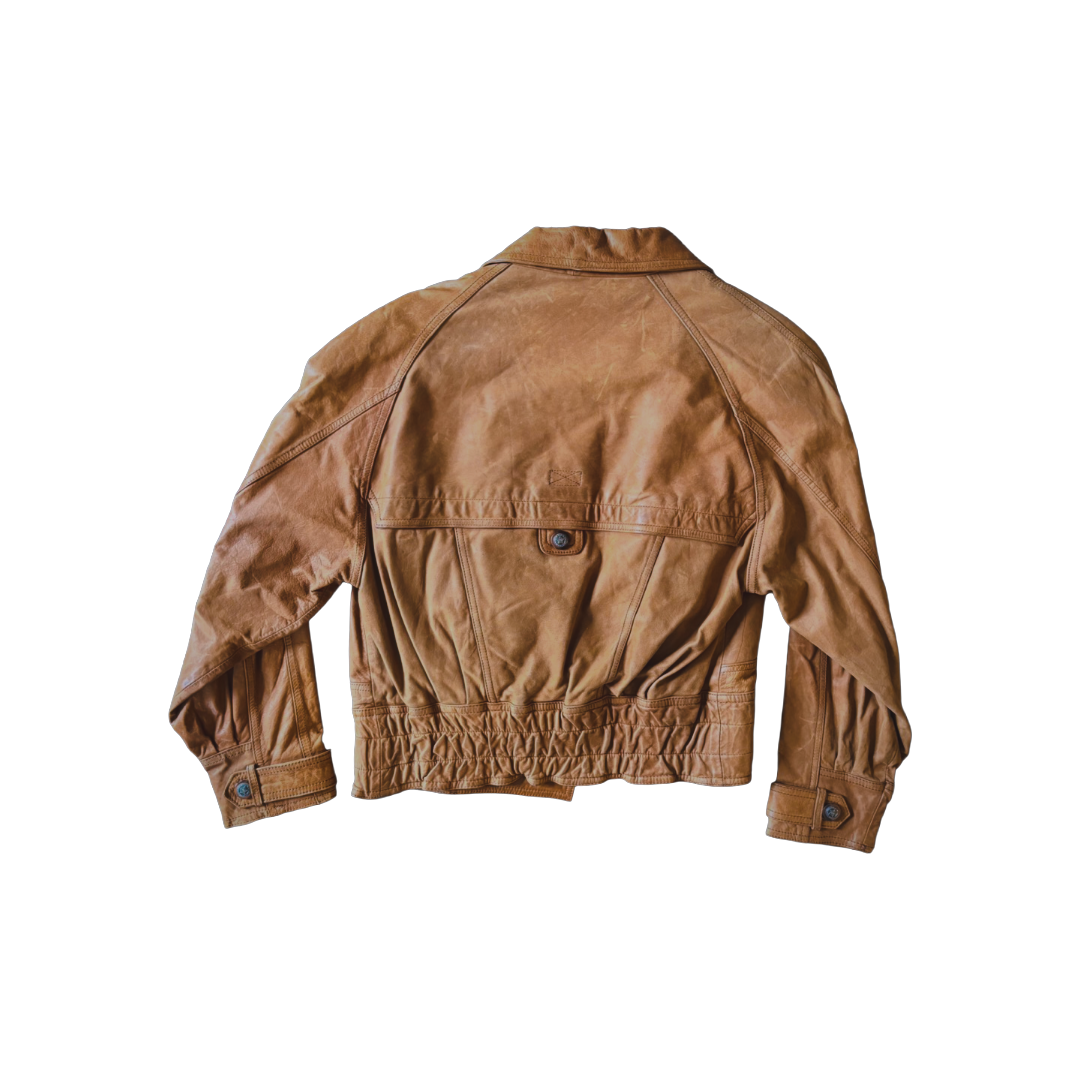 Tan Leather Crop Jacket
