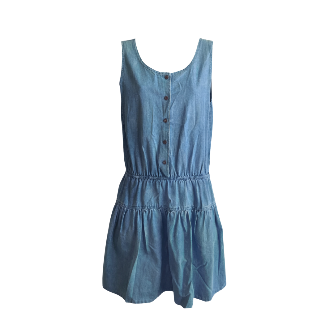 Sleeveless Denim Tiered Mini-Dress