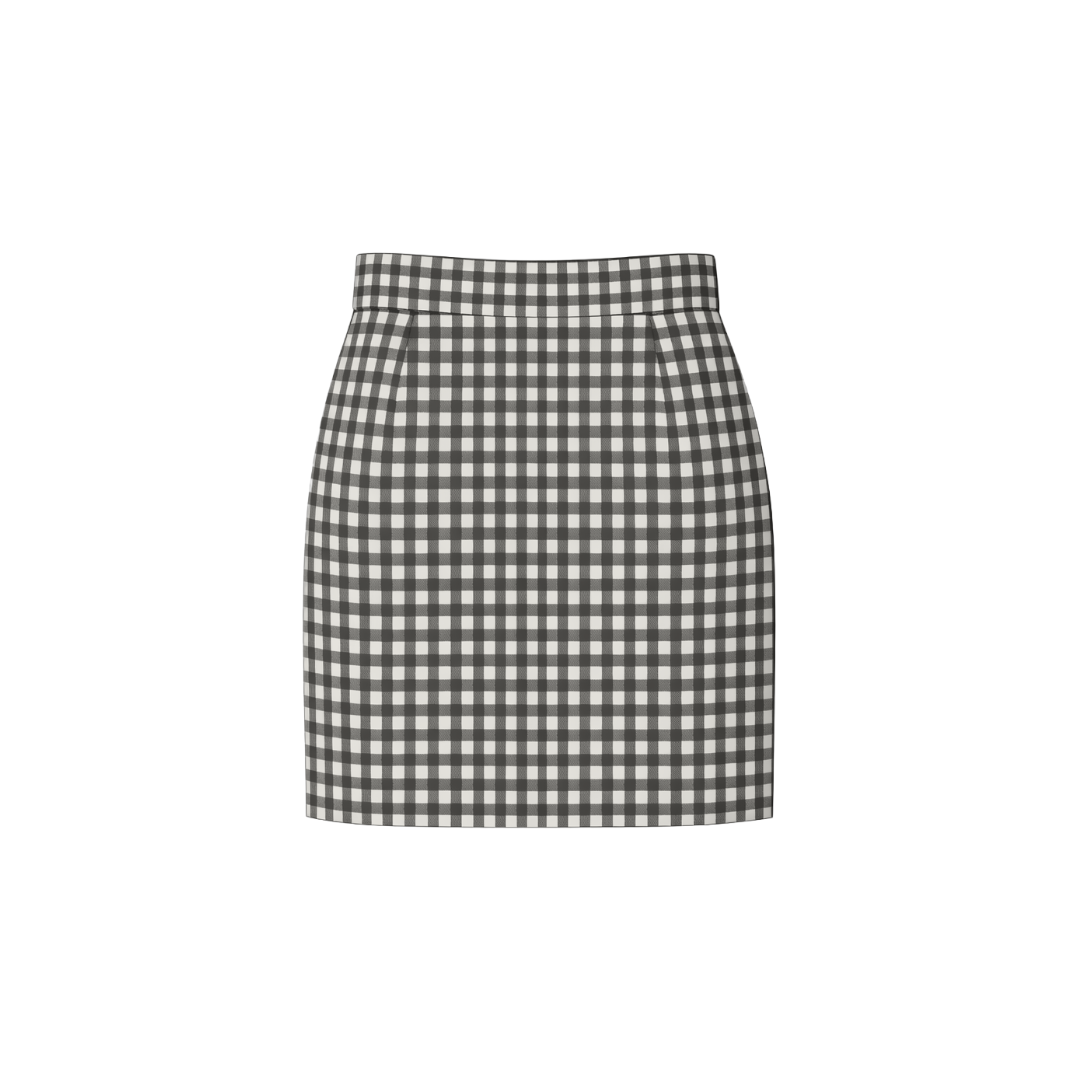 Moschino Gingham Wool Mini Skirt