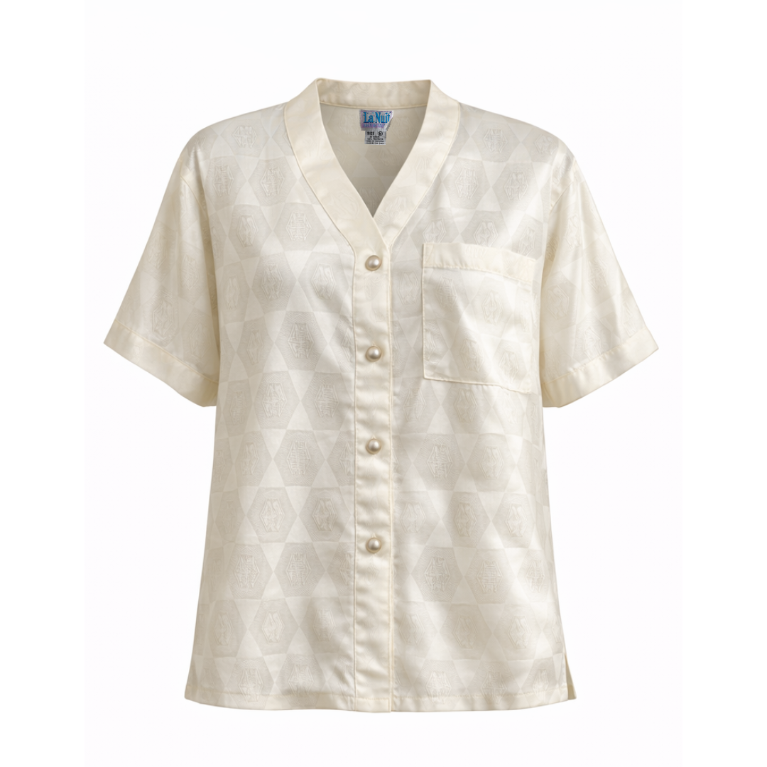  Ivory Satin Pajama Set